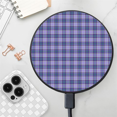 Purple Plaid Tartan 1 Wireless Fast Charger(Black) from ArtsNow.com Front