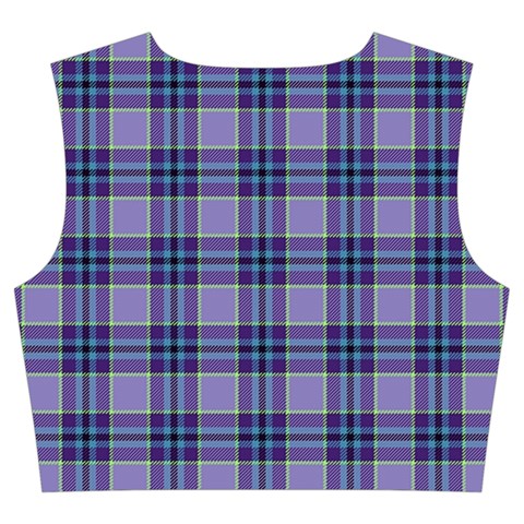 Purple Plaid Tartan 1 Trumpet Sleeve Cropped Top from ArtsNow.com Back