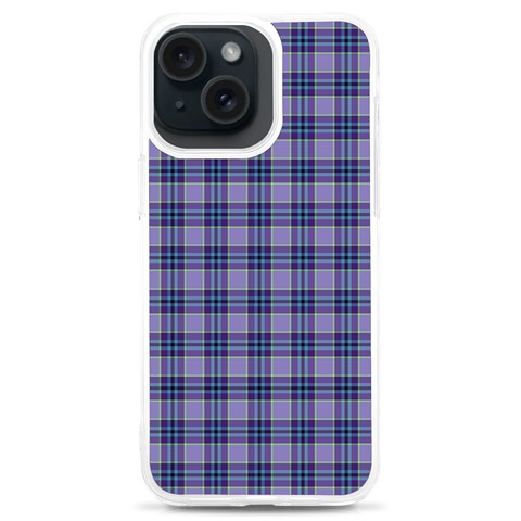 Purple Plaid Tartan 1 iPhone 15 Plus TPU UV Print Case from ArtsNow.com Front