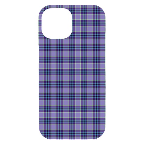 Purple Plaid Tartan 1 iPhone 15 Black UV Print PC Hardshell Case from ArtsNow.com Front