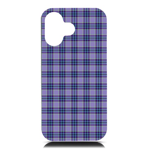 Purple Plaid Tartan 1 iPhone 16 Black UV Print PC Hardshell Case from ArtsNow.com Front