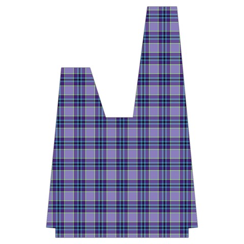 Purple Plaid Tartan 1 Japanese Wrist Knot Bag from ArtsNow.com Back