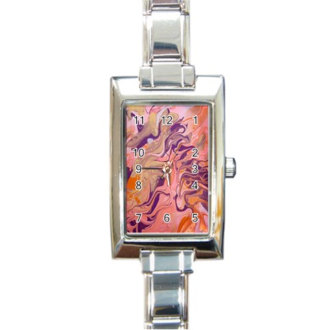 Pink ribbon Rectangle Italian Charm Watch from ArtsNow.com Front