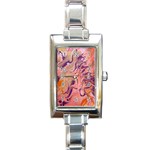 Pink ribbon Rectangle Italian Charm Watch