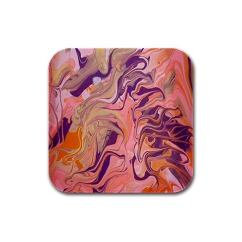 Pink ribbon Rubber Square Coaster (4 pack) from ArtsNow.com Front