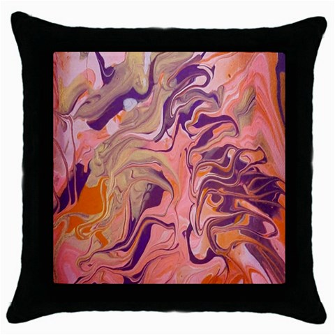 Pink ribbon Throw Pillow Case (Black) from ArtsNow.com Front