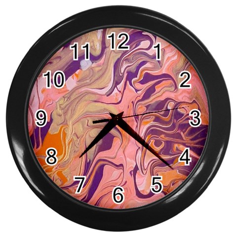 Pink ribbon Wall Clock (Black) from ArtsNow.com Front