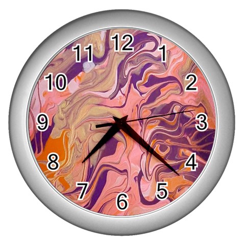 Pink ribbon Wall Clock (Silver) from ArtsNow.com Front