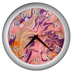 Pink ribbon Wall Clock (Silver)