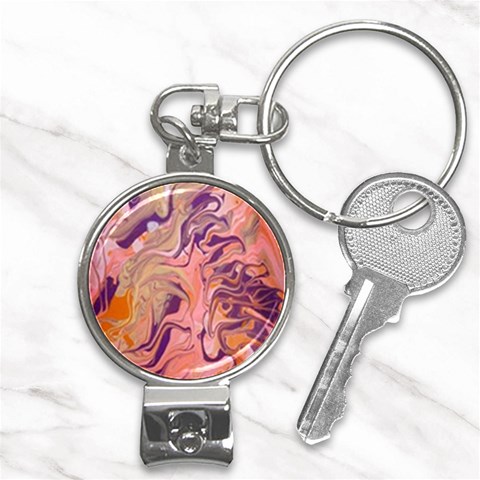 Pink ribbon Nail Clippers Key Chain from ArtsNow.com Front