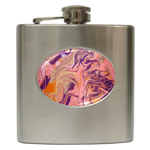 Pink ribbon Hip Flask (6 oz) from ArtsNow.com Front