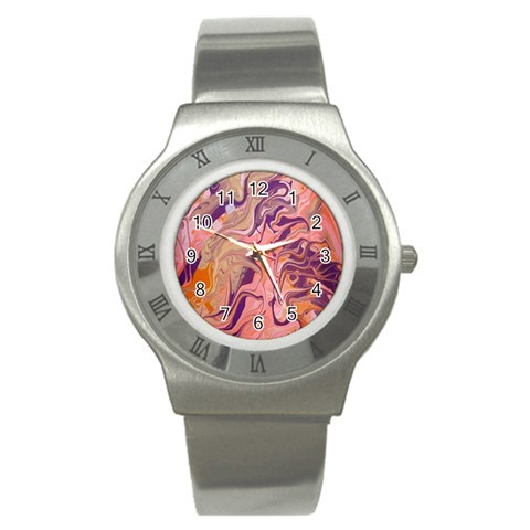 Pink ribbon Stainless Steel Watch from ArtsNow.com Front