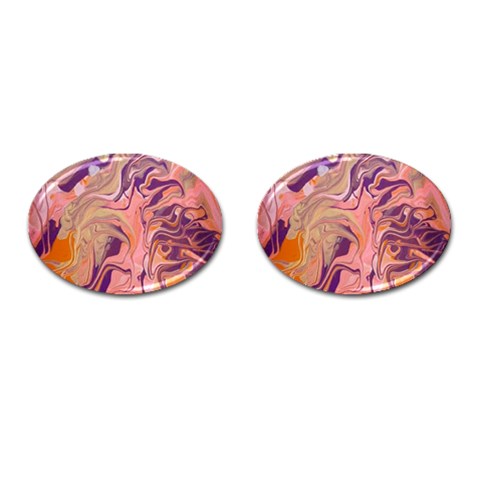 Pink ribbon Cufflinks (Oval) from ArtsNow.com Front(Pair)