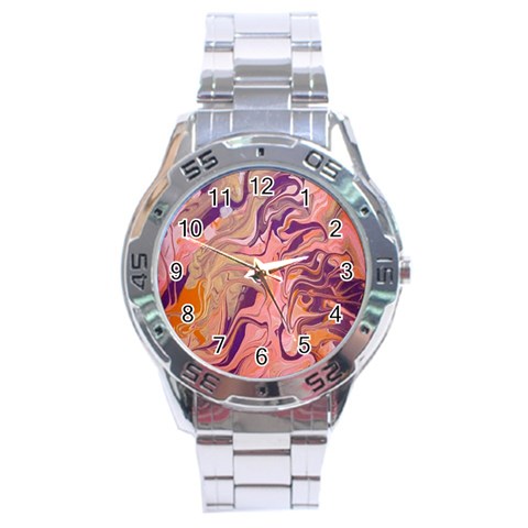 Pink ribbon Stainless Steel Analogue Watch from ArtsNow.com Front