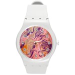 Pink ribbon Round Plastic Sport Watch (M)