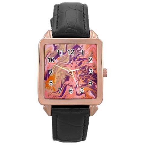 Pink ribbon Rose Gold Leather Watch  from ArtsNow.com Front