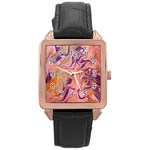 Pink ribbon Rose Gold Leather Watch 