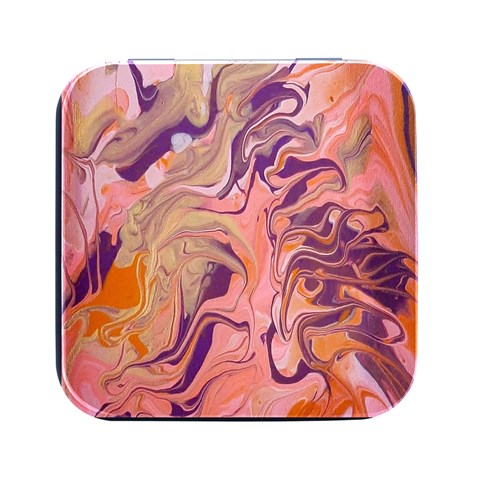 Pink ribbon Square Metal Box (Black) from ArtsNow.com Front