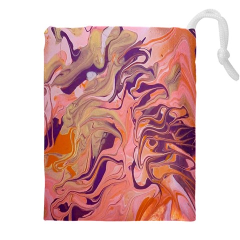 Pink ribbon Drawstring Pouch (5XL) from ArtsNow.com Front