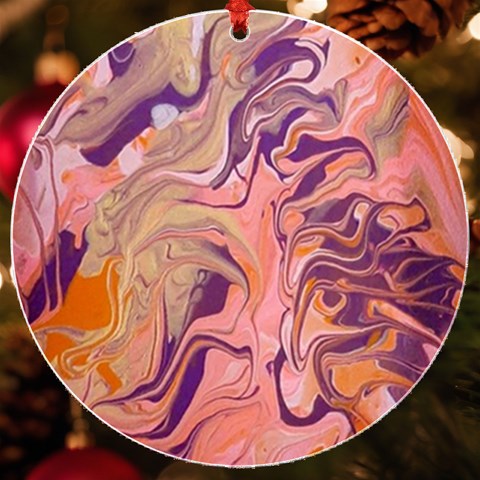 Pink ribbon UV Print Acrylic Ornament Round from ArtsNow.com Front