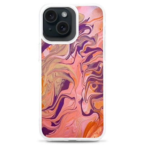 Pink ribbon iPhone 15 Plus TPU UV Print Case from ArtsNow.com Front