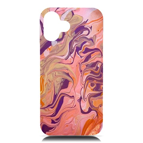 Pink ribbon iPhone 16 Plus Black UV Print PC Hardshell Case from ArtsNow.com Front