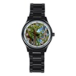 Patagonian Forest Trees Close-up, Rio Negro Province, Patagonia, Argentina Stainless Steel Round Watch