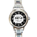 Black And White Simple Make Me Smile T Shirt 20250203 014057 0000 Round Italian Charm Watch