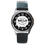 Black And White Simple Make Me Smile T Shirt 20250203 014057 0000 Round Metal Watch