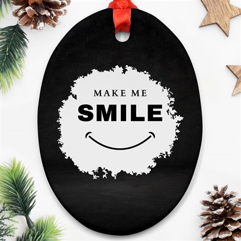 Black And White Simple Make Me Smile T Shirt 20250203 014057 0000 Ornament (Oval) from ArtsNow.com Front