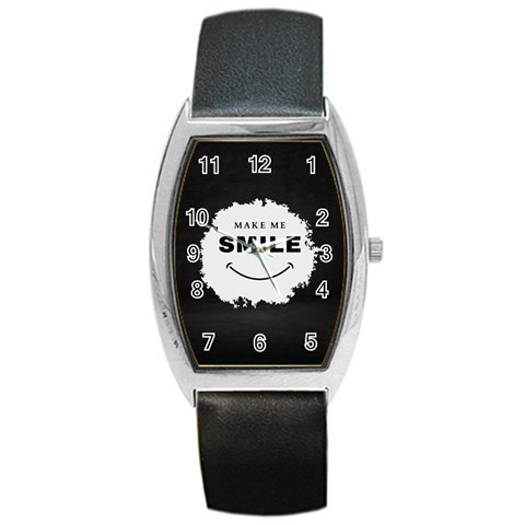 Black And White Simple Make Me Smile T Shirt 20250203 014057 0000 Barrel Style Metal Watch from ArtsNow.com Front