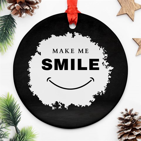 Black And White Simple Make Me Smile T Shirt 20250203 014057 0000 Round Ornament (Two Sides) from ArtsNow.com Front