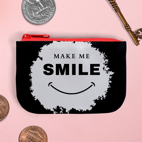 Black And White Simple Make Me Smile T Shirt 20250203 014057 0000 Mini Coin Purse from ArtsNow.com Front