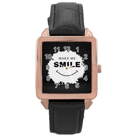 Black And White Simple Make Me Smile T Shirt 20250203 014057 0000 Rose Gold Leather Watch  from ArtsNow.com Front