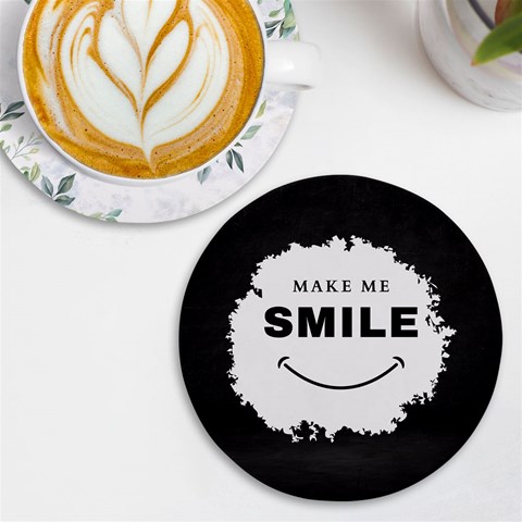 Black And White Simple Make Me Smile T Shirt 20250203 014057 0000 UV Print Round Tile Coaster from ArtsNow.com Front