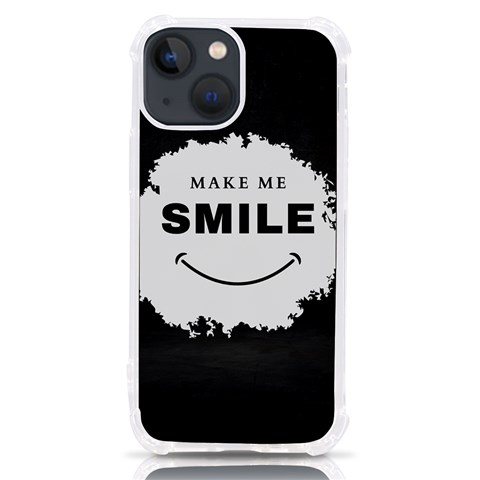 Black And White Simple Make Me Smile T Shirt 20250203 014057 0000 iPhone 13 mini TPU UV Print Case from ArtsNow.com Front