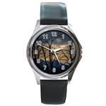 Tree silhouette at border of nahuel haupi lake, rio negro, argentina Round Metal Watch