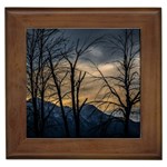 Tree silhouette at border of nahuel haupi lake, rio negro, argentina Framed Tile