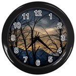 Tree silhouette at border of nahuel haupi lake, rio negro, argentina Wall Clock (Black)