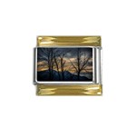 Tree silhouette at border of nahuel haupi lake, rio negro, argentina Gold Trim Italian Charm (9mm)