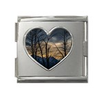 Tree silhouette at border of nahuel haupi lake, rio negro, argentina Mega Link Heart Italian Charm (18mm)