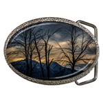 Tree silhouette at border of nahuel haupi lake, rio negro, argentina Belt Buckles