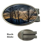 Tree silhouette at border of nahuel haupi lake, rio negro, argentina Money Clips (Oval) 