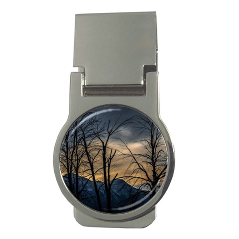 Tree silhouette at border of nahuel haupi lake, rio negro, argentina Money Clips (Round)  from ArtsNow.com Front