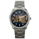 Tree silhouette at border of nahuel haupi lake, rio negro, argentina Sport Metal Watch