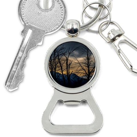 Tree silhouette at border of nahuel haupi lake, rio negro, argentina Bottle Opener Key Chain from ArtsNow.com Front