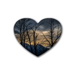 Tree silhouette at border of nahuel haupi lake, rio negro, argentina Rubber Heart Coaster (4 pack)