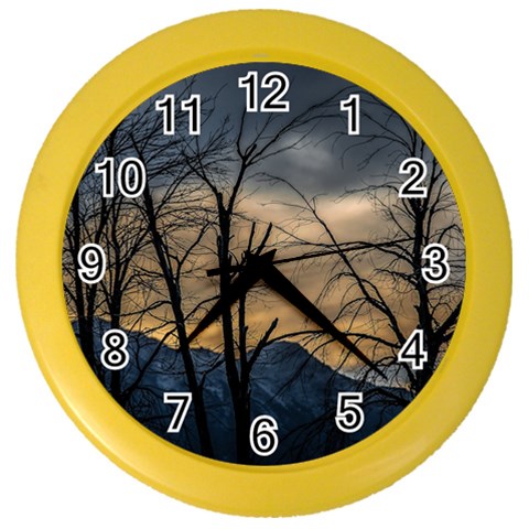 Tree silhouette at border of nahuel haupi lake, rio negro, argentina Color Wall Clock from ArtsNow.com Front