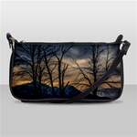 Tree silhouette at border of nahuel haupi lake, rio negro, argentina Leather Shoulder Clutch Bag