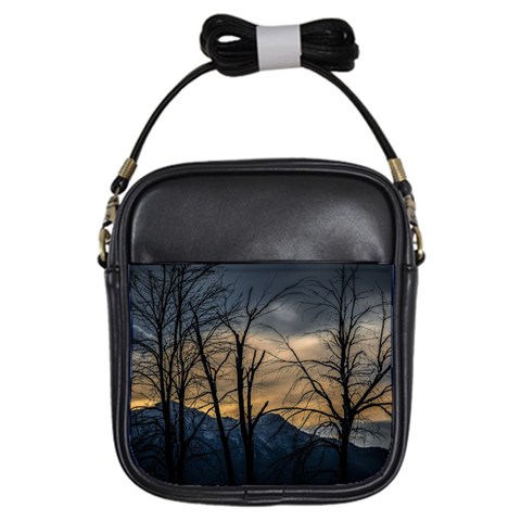 Tree silhouette at border of nahuel haupi lake, rio negro, argentina Girls Sling Bag from ArtsNow.com Front